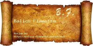 Balics Fiametta névjegykártya